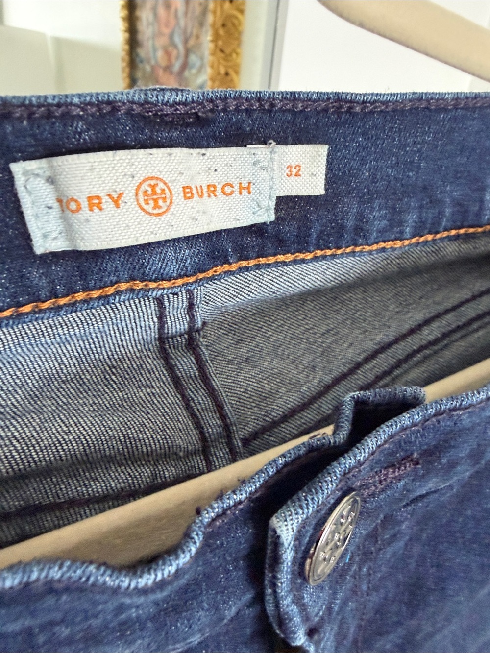 Tory Burch Slim Dark Indigo Skinny Jeans - Women's Stretch Denim - Picture 6 of 7